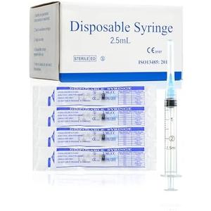 Pack 2.5ml 23G 1-Inch Luer Lock Science Lab Syringe, Individually Sealed for Labs, Liquid Measuring, and Dispensing
