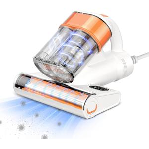 Mattress Vacuum Cleaner, 26Kpa 500W Strong Suction Bed Vacuum with UV and Ultrasonic and High Heating, Dual Dust Bins with Washable Filters, Ideal for Dust and Pet Hair Removal, Corded (White)