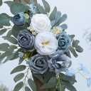 Faux Flower Swag Set of 2 for Wedding Welcome Signs Floral Swag Wedding Reception Ceremony Signs Decor (Blue)