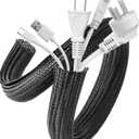 AGPTEK Cable Sleeve, 20ft - 1 inch Desk Cable Management Desk Cord Cover Organizer Wire Hider for Home Office Computer TV Wire Loom Tubing Pet Proof Cord Protector from Cat Dog Chewing, Black