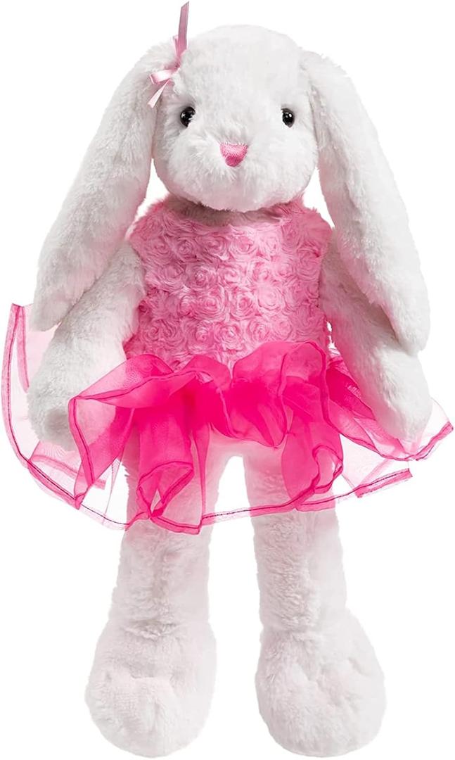 Ballet Bunny Stuffed Animal White Rabbit in Gauzy Dress Cute Easter Bunny Doll for Kids 21 inches Pink