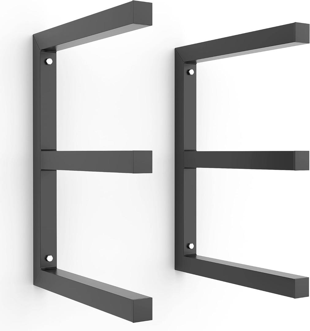 Ultrawall Lumber Storage Rack Wall Mount Wood Storage Racks, Metal Wood Organizer Racks for Shed, Workshop, Garage, Holds Up 220 LBS Per Level (Pack of 2, Black)