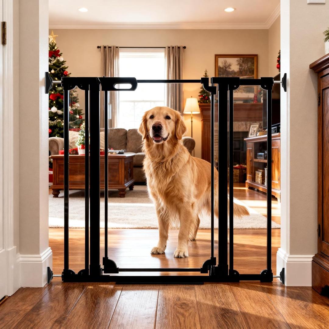 40.5" Extra Tall Clear Acrylic Baby Gate 29.5"-47.2" Wide Pressure Mounted Clear Dog Gate Indoor - No Drill Auto Close, Walk Through Baby Gates for Stair & Doorways & Hallway