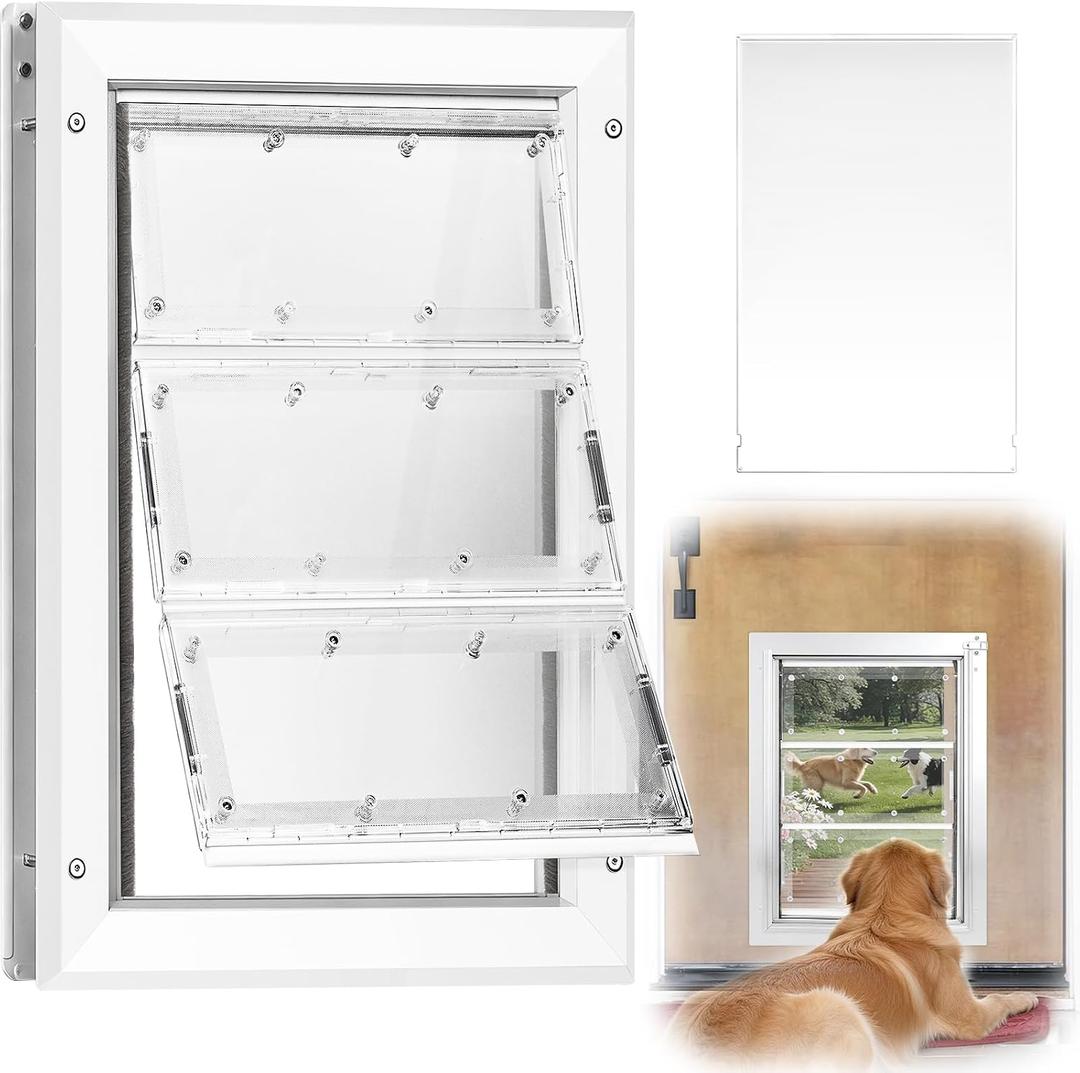 Aluminum Airseal Large Dog Door for Door,Magnetic Clear Doggy Door Flap