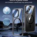 VOFATA [Upgraded] for iPhone 15 Pro Case with Camera Cover Stand [Fit for MagSafe][9H Camera Lens Protector] Mil-Grade Protection Transparent Magnetic iPhone 15 Pro Phone Case, Clear Black
