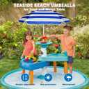 AMMSUN 5ft Seaside Umbrella for Sand and Water Table Sand Box - Kids Durable Umbrellas for children Beach Camping Garden Outdoor Play Shade (5ft Blue White)