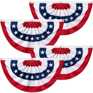 4 Packs American Bunting Flags Outdoor 3x6 ft, Heavy Duty Flag Buntings for Outside Use, Patriotic Bunting Banner US Pleated for 4th of July 250th Anniversary