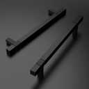 Amerdeco 10 Pack Matte Black Kitchen Cabinet Pulls 5 Inch Hole Centers Cabinet Hardware Kitchen Handles for Cabinets Cupboard Handles Drawer Pulls T Bar ZH0021