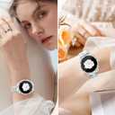 JR.DM Diamond Bands with Bling Case Women ONLY Compatible with Samsung Galaxy Watch 7/6 40mm 44mm, 20mm watch band with Protective Cover Bumper Silver Gold Luxury Metal Bracelet Replacement Strap