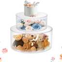 2Pcs Acrylic Cake Display Stand 6'' 10'' Round 2 Tier Clear Cylinder Cake Box for Wedding Birthday Party Decor (6 / 10 Inch)
