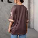 SOLY HUX Jersey Shirts for Women Oversized T-Shirt Jersey Top Graphic V Neck T-Shirts for Teen Girls Casual Football Tee Tops (Brown)