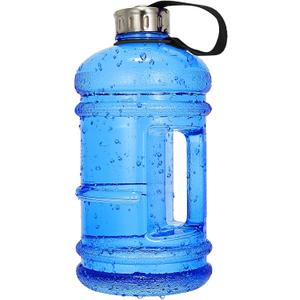 Half Gallon Big Water Bottle, 2.2L/73 OZ Large Leak Proof Sports Jug with Handle,Huge BPA Free PETG Plastic Wide Mouth Drinking Container Flask for Fitness Gym Biking Outdoor (blue)