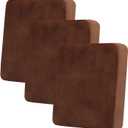 hyha Velvet Couch Cushion Covers, Soft Sofa Seat Covers for sectional 3 Cushion Couch Washable, Magic Sofa Slipcover with Elastic Bottom, Non-Slip Furniture Protector for Pets, Kid(3PC, Brown)