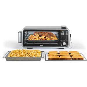Ninja, Toaster Oven, Air Fryer, Thermometer, Toaster Oven Air Fryer Combo, Stainless Steel, Quick meals, Fries, Frozen Food, Air Fry, Dehydrate, Reheat, 13-in-1,Less Oil, Flip Away Oven, Foodi, SP351, 13 Functions + Smart Thermometer