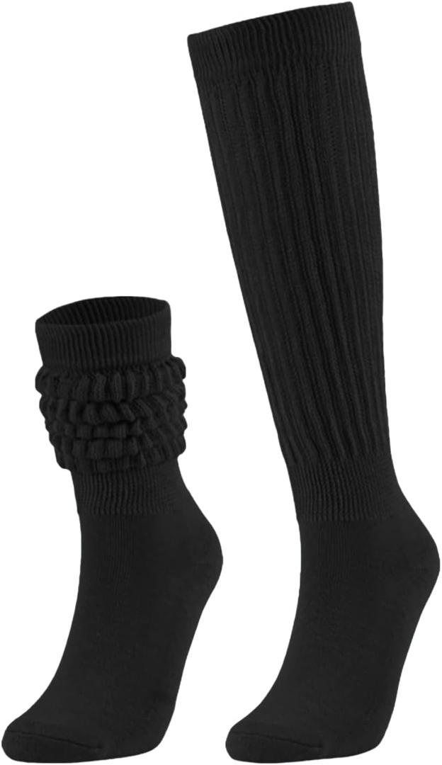 Slouchy Socks for Women Stretchy Knee-High Scrunch Socks Soft Long Slouch Boot Socks, One Size