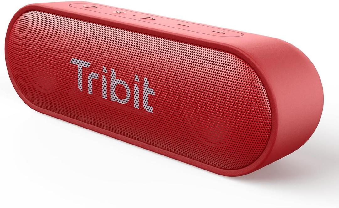 Tribit Bluetooth Speaker XSound Go, 16W Loud Sound & Deeper Bass, 24H Playtime, IPX7 Waterproof, Bluetooth 5.3 TWS Pairing Portable Wireless Speaker for Home, Outdoor (Red)