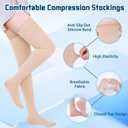 Medical Compression Stockings for Women and Men, 20-30 mmHg Thigh High Compression Socks Women Closed Toe Graduated Compression Socks for Varicose Veins, Edema, DVT, Dot-Top(Beige,2XL)