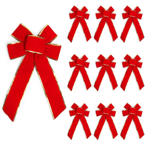 Bright Creations Bows for Gift Wrapping, Extra Large Red Bow (9 x 16 in, 10 Pack)