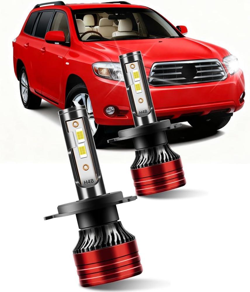 Light Bulbs Compatible for 2008-2010 Toyota Highlander H4 High Low Beam Fog Lights Combo Pack 800% Brightness with Cooling Fan Plug N Play Pack of 2