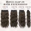 BARSDAR Beach Wavy Brown Clip in Hair Extensions 20 Inch 6PCS Thick Soft Synthetic Hairpieces, Full Head Clip in Hair Extensions for Women Long Voluminous Easy Wear Daily Party - Brown