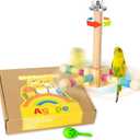 Agape Bird Perch Toy, Parrot 360 Interactive Rotating Toy, Bird Cage Accessories for small and medium Parrots to Expend Energy, Wooden Stand for Parakeets Cockatiels Lovebirds Conures Finches Budgies
