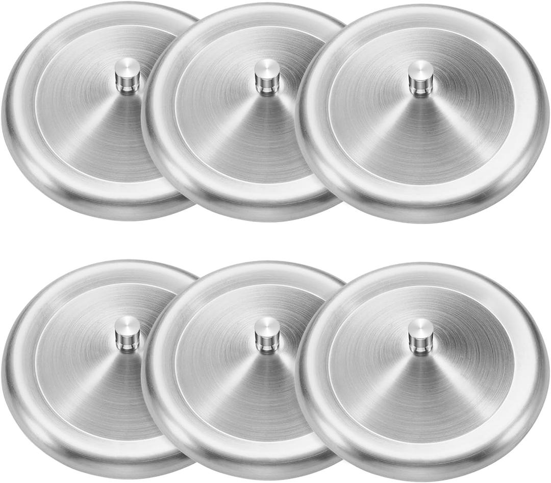 6 Pcs 9.5cm/3.7inch Stainless Steel Cup Cover Coffee Mug Seal Cap Water Beverage Drinking Universal Lid for Hot Tea Home Kitchen Camping