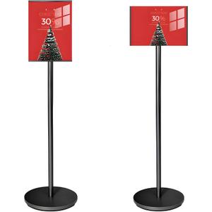 Adjustable Pedestal Floor Standing Sign Holder Stand,Outdoor Indoor Standing Display Poster Holder Stand For Businesses, Advertising,Menu,Guide signs A4(8.3x11.7in)-Black