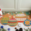Tinideya Christmas Ball Welcome Doormat Outdoor Colorful Coir Door Mat Xmas Ball Outdoor Indoor Entrance Door Mat Non Slip Rubber Backing for Christmas Front Porch Entryway Decor