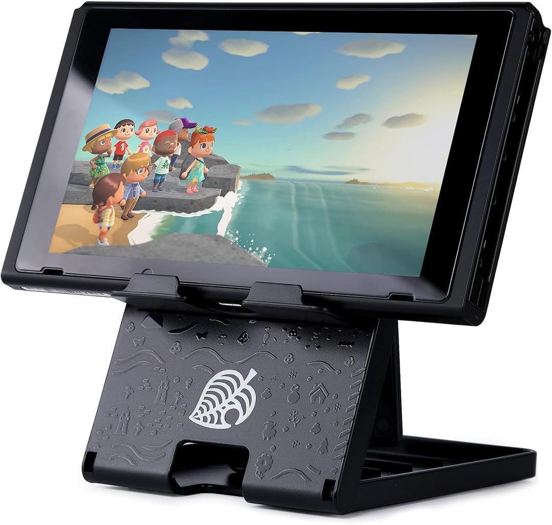 Tscope Switch Stand for Nintendo, for Animal Crossing Adjustable Switch 2 / Lite/OLED Compact Portable Foldable Holder for Nintendo Accessories (Black)