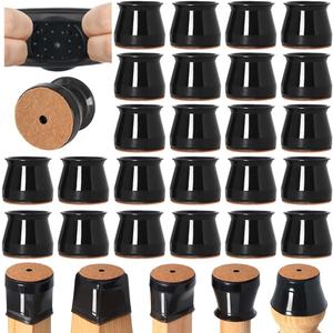 24 Pcs Chair Leg Floor Protectors for Hardwood Floors Silicone Covers to Protect Wood Tile Floors Felt Bottom Furniture Leg Caps Anti-Scratch Reduce Noise (Fit: 1.3"-2")