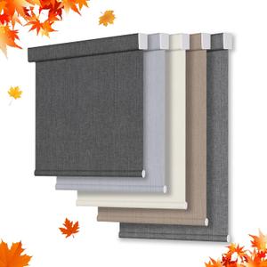 Allesin Zen Blackout Roller Shades for Windows, Cordless Blinds for Indoor Windows, Free-Stop Shades with Valance, Thermal Insulated Fabric, Grey, Customize (Square-charcoal Gray)