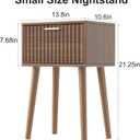 LAATOOREE Nightstands Set of 2, Small Fluted Side Table, Bedside Table with Solid Wood Feet; Modern Mid-Century End Table for Bedroom, Small Space