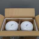 LE TAUCI Soup Bowls with Handles - 28 oz Lead-Free Ceramic French Onion Crocks, Oven and Microwave Safe, Heat-Resistant Design, Stackable, Dishwasher Safe, Set of 4, White