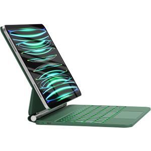 HOU Keyboard Case for iPad Air 11 inch 2025 (M3)/2024 (M2)&iPad Pro 11 Inch(4th/3rd/2nd/1st) Gen 2022,iPad Air 5th&4th Generation Case with Keyboard,Magic-Stand, Multi-Touch Trackpad,Backlight,Green (iPad Pro 11&iPad Air 11/5th/4th)