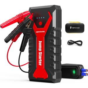 DBPOWER 3000A/80.66Wh Portable Car Jump Starter (UP to 10.0L Gas/8.0L Diesel Engines) 12V Auto Lithium-Ion Battery Booster with Smart Clamp Cables, Quick Charge, and LED, Storage (compact)