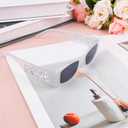 BOXOB Bride Sunglasses for Women, White Square Frame Bridal Sunglasses Bachelorette Party Accessories Bridal Shower Decor Bridesmaid Gifts Bride to Be Favors Bach Party Supplies