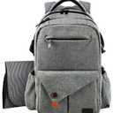 Hap Tim Multi-Function Large Baby Diaper Bag Backpack with Stroller Straps, Insulated Pockets, Changing Pad, Stylish & Anti-Water Material(Gray-5284)