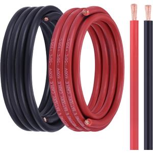 6 Gauge Battery Cable, 15FT Red + 15FT Black 6 AWG Welding Cable, Flexible Stranded Oxygen-Free Copper Wire for Automotive, Battery, Solar, Marine and Generator