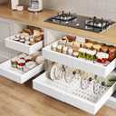 4 Pack Pull out Cabinet Organizer 21"Deep with Raising Pad for Framed Cabinets, Expandable Slide out Drawers for Kitchen Cabinets with 4pcs Divider Racks, Roll out Shelves 12.1"-20.4" W White