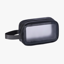 Clear Makeup Bags-Clear Makeup Bags with Handles,Opening Clear Toiletry Bags,PVC Cosmetic Bags for Women and Men,Travel Essentials, Clear Travel Bags for Toiletries, Black