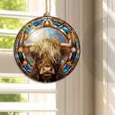 2 x OASSIE Highland Cow Ornament for Christmas Tree - Suncatcher Christmas Ornaments 2025 - Farmhouse Brown Highland Cow Gifts for Women Men Mom Dad Family, Stocking Stuffers for Farm Xmas Decorations