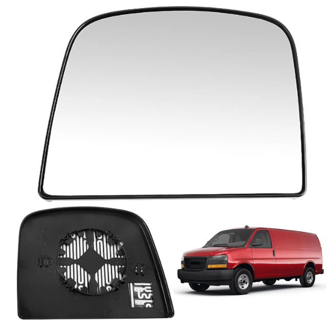LHCDQSKCW Compatible with Chevrolet Chevy Express GMC Savana 2500 Van 20082021, Upper Passenger Right Side Mirror Glass, Heated Rear View Mirror with Backing Plate