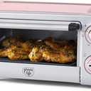 GreenLife Countertop Toaster Oven Air Fryer Stainless Steel, Healthy Ceramic Nonstick, PFAS and PFOA-Free, Tray & Basket, Bake, Broil, Reheat, Adjustable Temp & Time Control, Auto Shutoff, Pink
