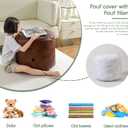 HIGOGOGO Round Stuffed Pouf Ottoman, Pu Leather Poufs with Foam Chunk Filling, Furry and Fluffy Pouf Foot Stool Storage Ottoman, 26 X 18 Floor Poufs Foot Rest for Living Room,Dark Brown