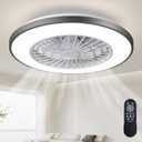 20'' Modern Low Profile Ceiling Fan with LED Light & Remote, Flush Mount Dimmable Fan for Bedroom, Living Room, Dining Room, Kitchen (Bitonal)