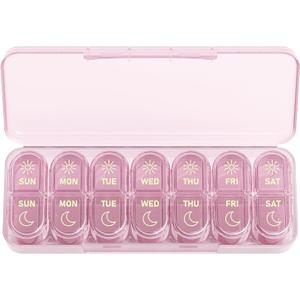 Daviky Weekly Pill Organizer 2 Times a Day, 7-Day AM PM Medicine Case, Travel-Friendly Pill Box for Fish Oils, Vitamins & Supplements
