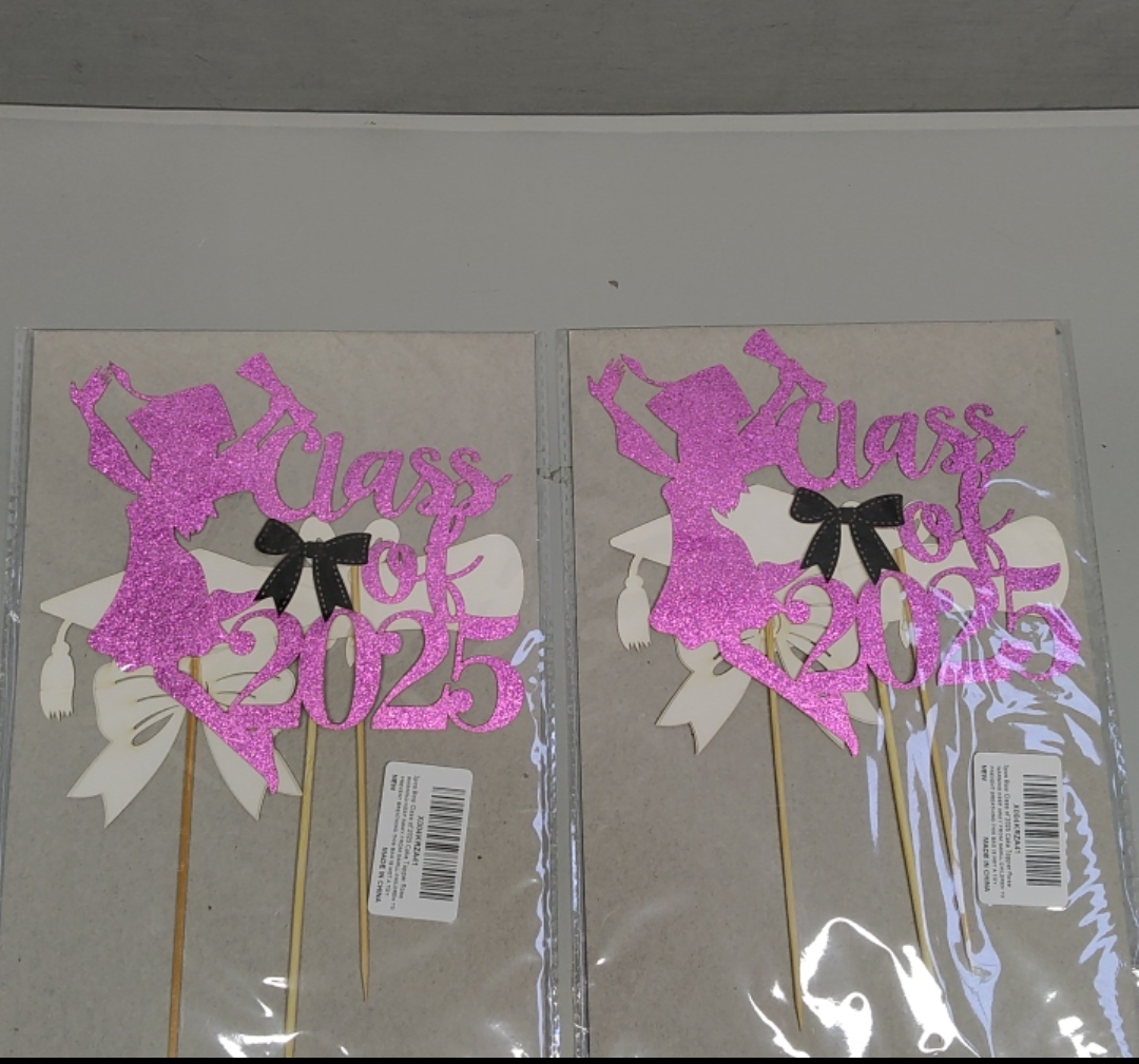 2 Pcs Coquette Bow 2025 Graduation Cake Topper Rose Glitter Class of 2025 Cake Topper Congrats Grad Cake Decor for Girls 2025 Senior High School Graduation Party Cake Supplies w, 2pack