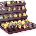 Challenge Coin Display Stand - 11 Rows Military Coins Holder Rack, Wooden Coin Collection Case for Table Top Display