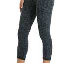 Colorfulkoala Women's High Waisted Yoga Capris 21" Inseam Leggings with Pockets (X-Large, Cyan Leopard)