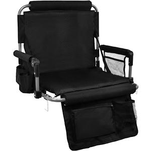Stadium Seat with Back Support, Bleach Seat with Backrest and Cushion, Stadium Chair with Cup Holders, Mesh Bag and Hidden Hook for Basketball and Soccer Bench (Black) Stadium Seat with Back Support, Bleach Seat with Backrest and Cushion, Stadium Chair with Cup Holders, Mesh Bag and Hidden Hook for Basketball and Soccer Bench (Black)